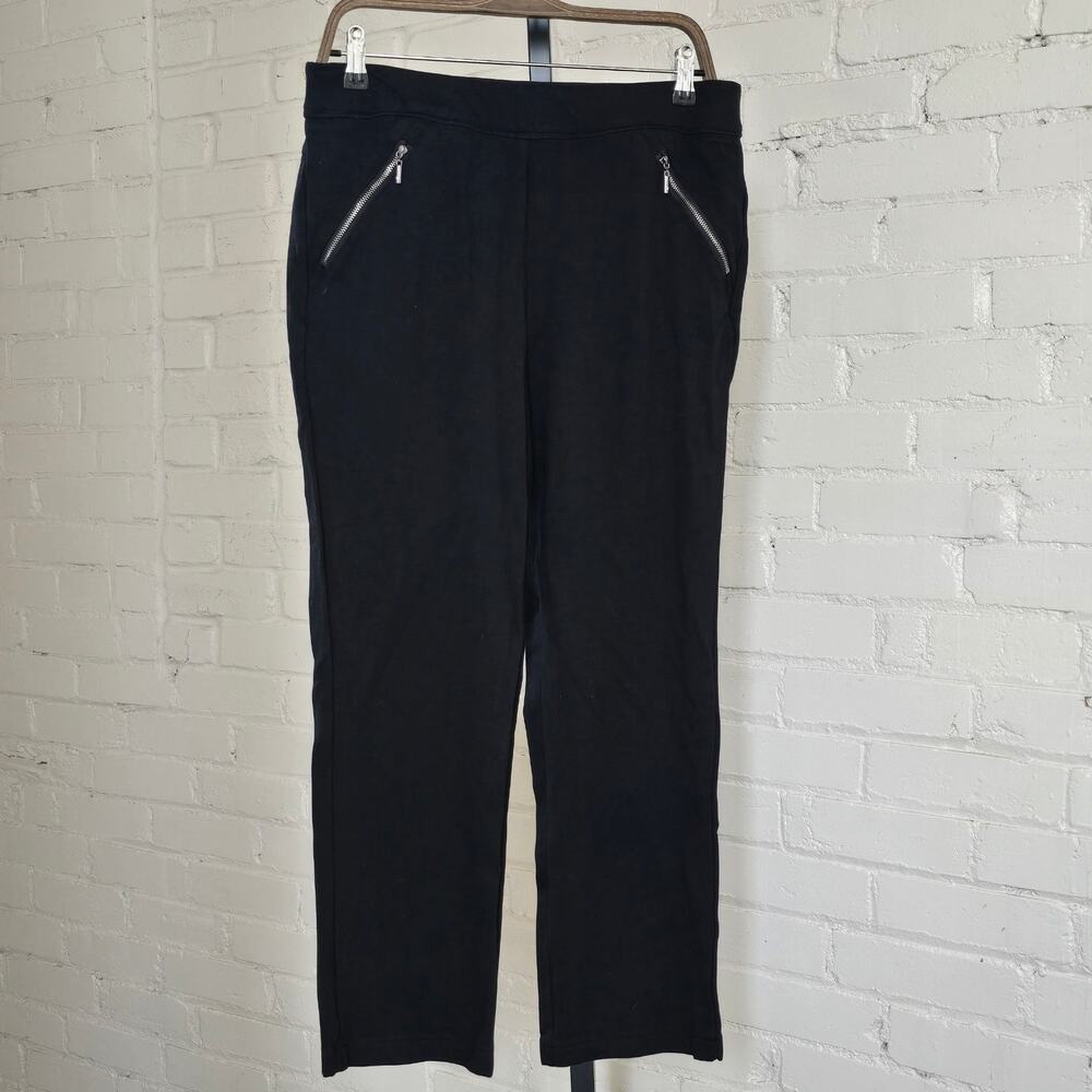 INC International Concepts Black Pull-On Pants w/ Zipper Detail Dark Academia